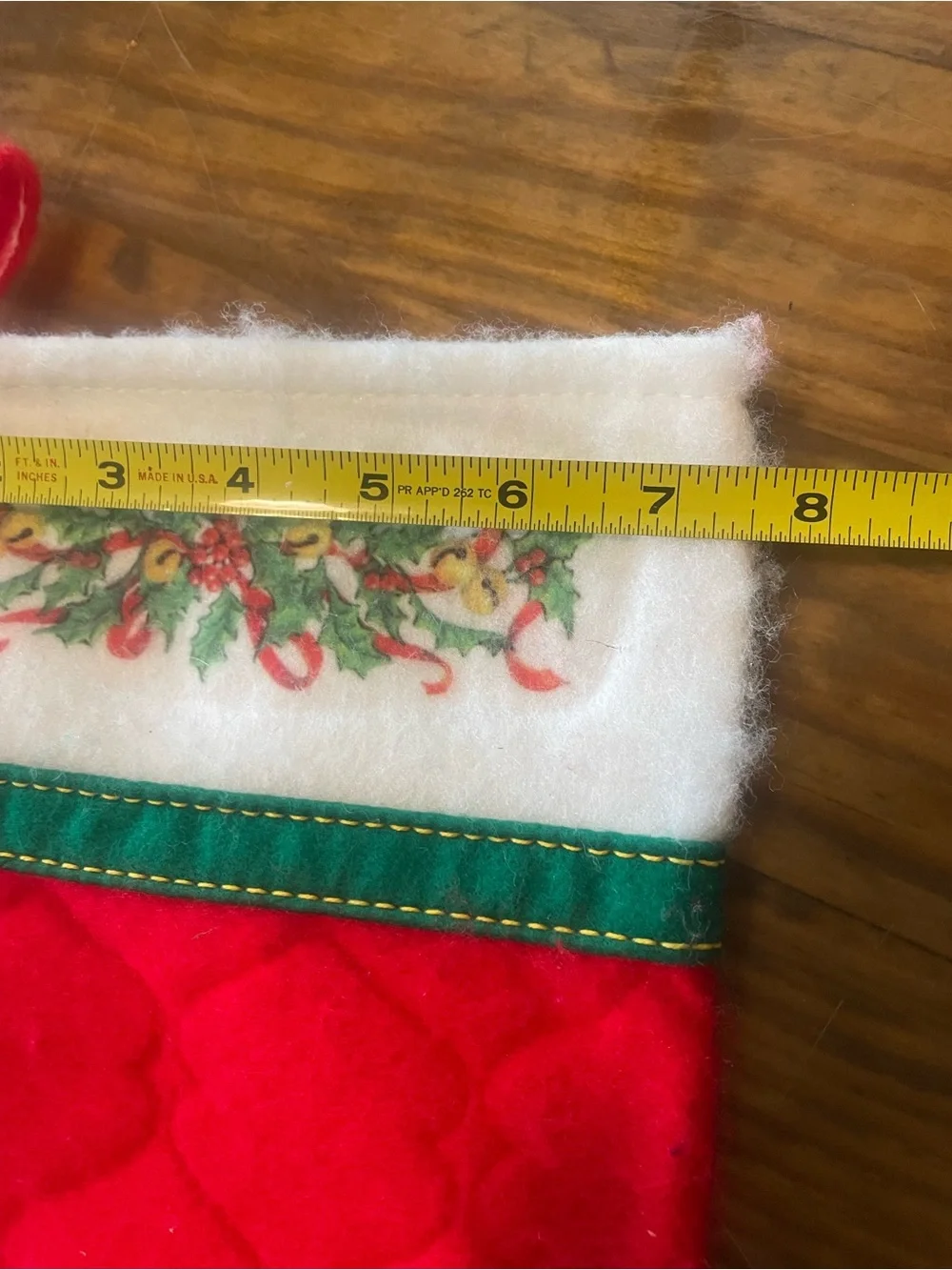 Vintage Christmas Felt Stocking Retro Holiday Home Decor